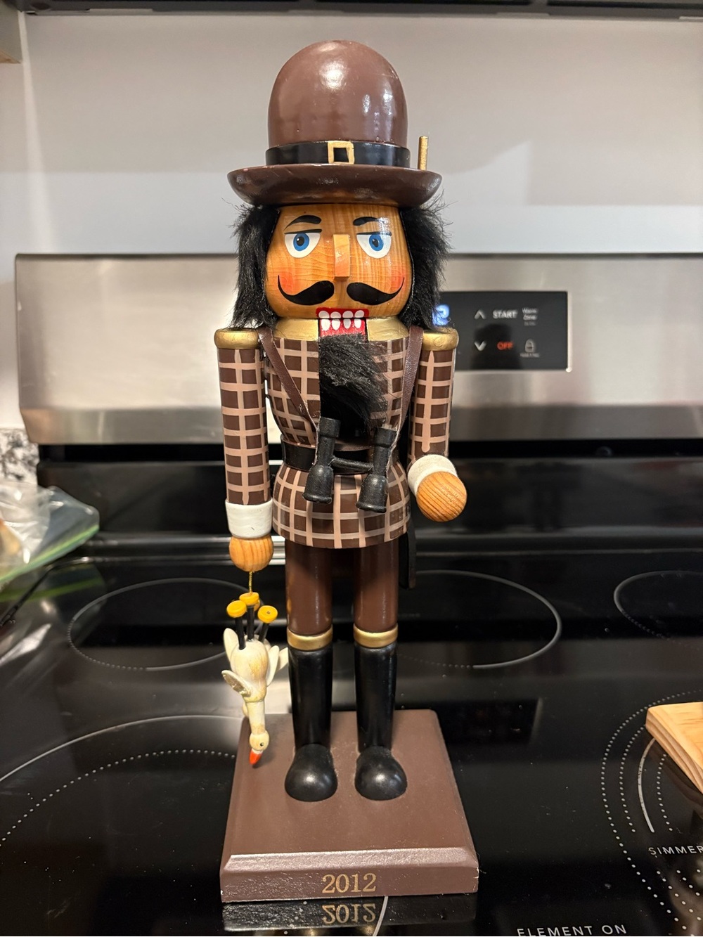 Brown Wooden Nutcracker Soldier Figurine with Duck